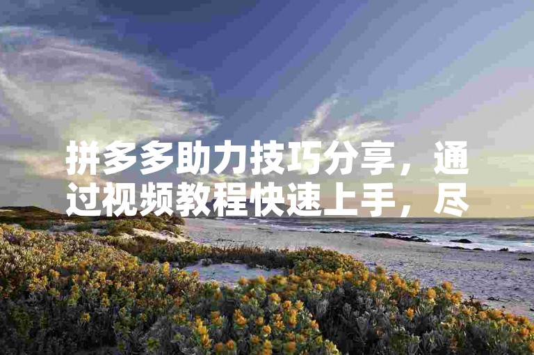 拼多多助力技巧分享，通过视频教程快速上手，尽享购物优惠。