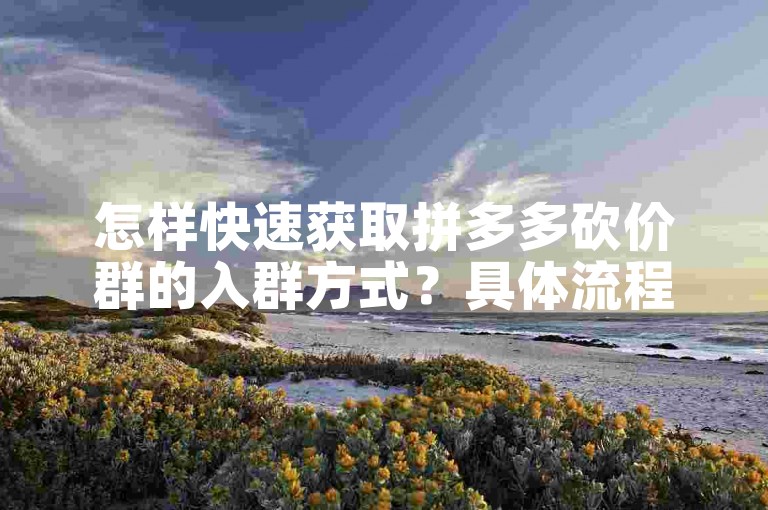 怎样快速获取拼多多砍价群的入群方式？具体流程说明。