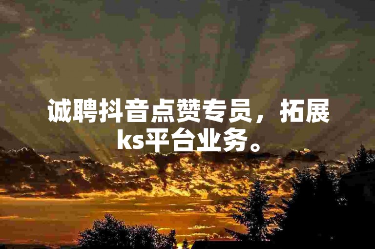诚聘抖音点赞专员，拓展ks平台业务。