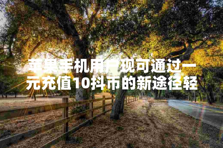 苹果手机用户现可通过一元充值10抖币的新途径轻松获取虚拟货币。