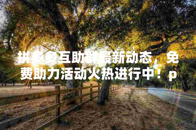 拼多多互助群最新动态，免费助力活动火热进行中！pdd助力交流圈