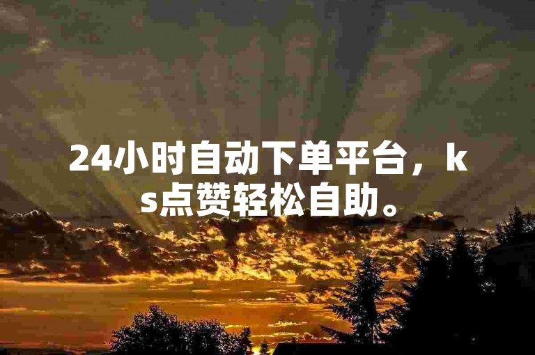 24小时自动下单平台，ks点赞轻松自助。