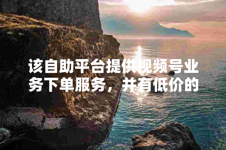该自助平台提供视频号业务下单服务，并有低价的dy业务自助下单软件。