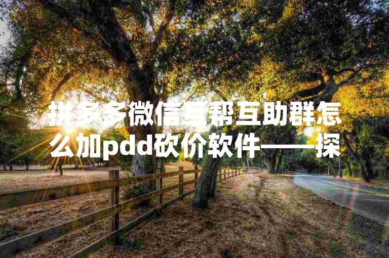 拼多多微信互帮互助群怎么加pdd砍价软件——探索加入拼多多微信砍价群的简易方法。