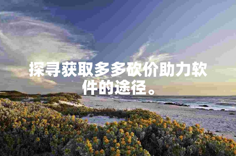 探寻获取多多砍价助力软件的途径。