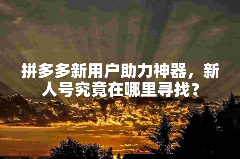 拼多多新用户助力神器，新人号究竟在哪里寻找？