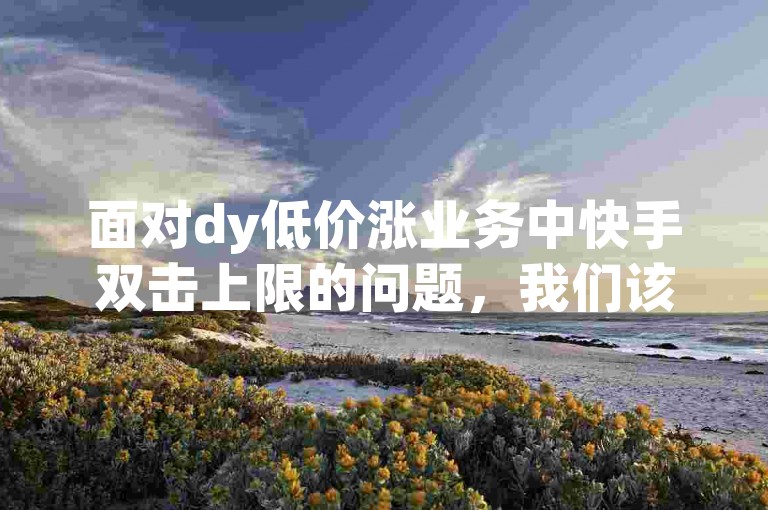 面对dy低价涨业务中快手双击上限的问题，我们该如何有效应对呢？