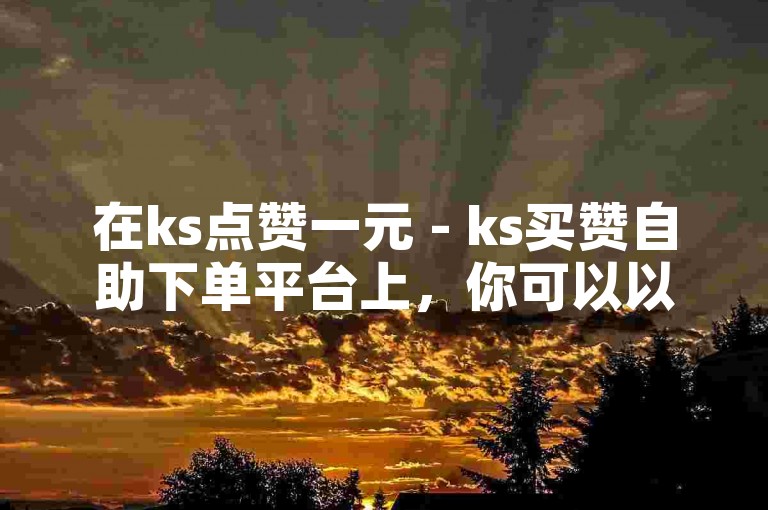 在ks点赞一元 - ks买赞自助下单平台上，你可以以极低的价格轻松获得大量的点赞。