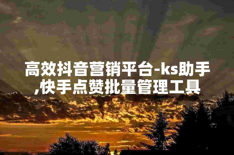 高效抖音营销平台-ks助手,快手点赞批量管理工具