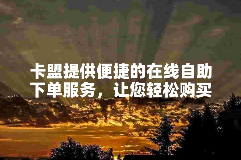 卡盟提供便捷的在线自助下单服务，让您轻松购买B站资源。