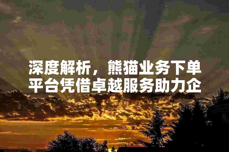 深度解析，熊猫业务下单平台凭借卓越服务助力企业取得显著成就并推动业绩飞跃！