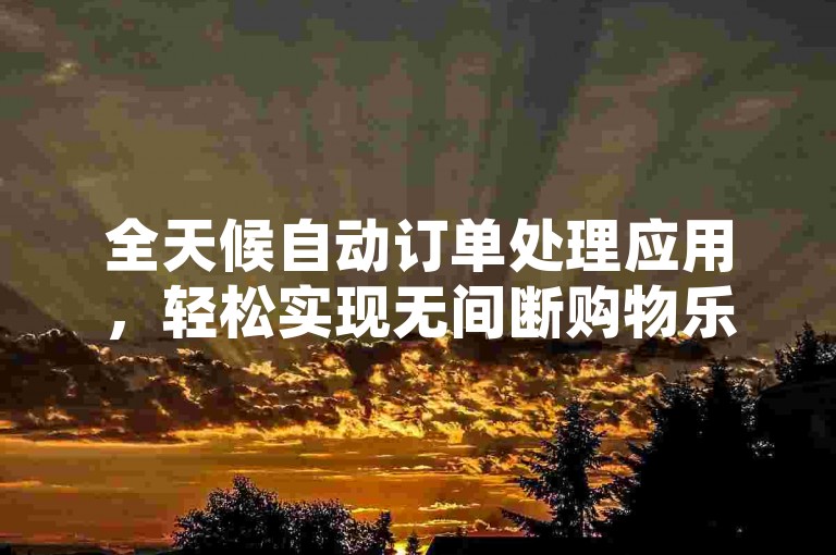 全天候自动订单处理应用，轻松实现无间断购物乐趣，无论何时何地都能即时响应您的购买愿望。