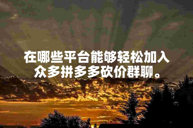 在哪些平台能够轻松加入众多拼多多砍价群聊。
