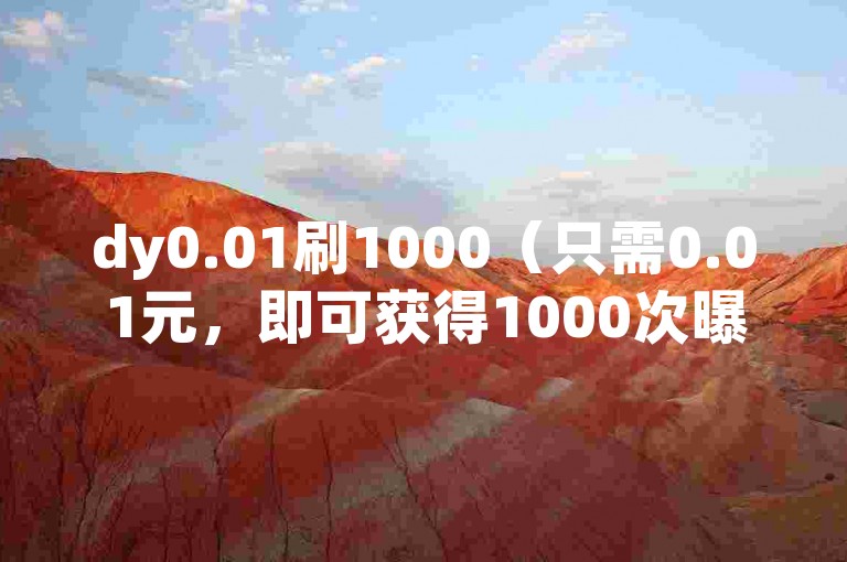 dy0.01刷1000（只需0.01元，即可获得1000次曝光，快速吸引眼球！）