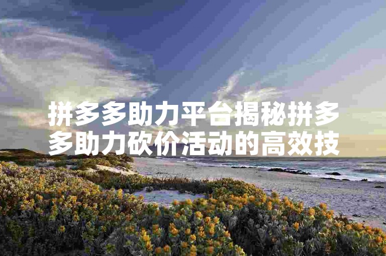 拼多多助力平台揭秘拼多多助力砍价活动的高效技巧。
