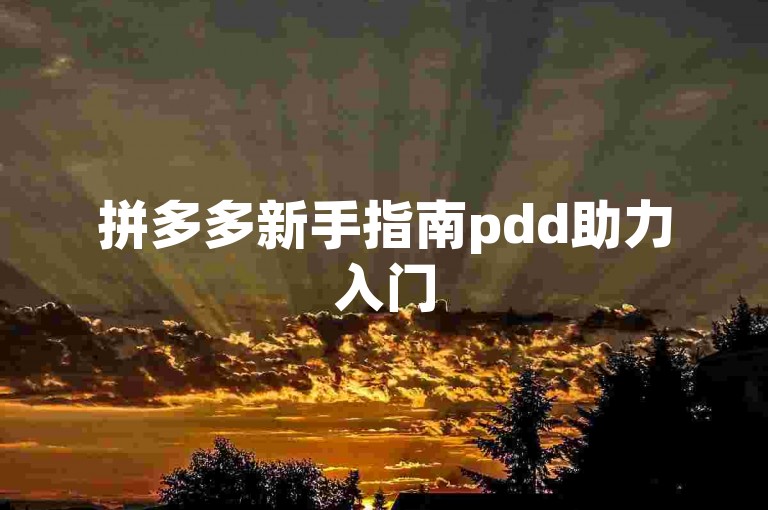 拼多多新手指南pdd助力入门