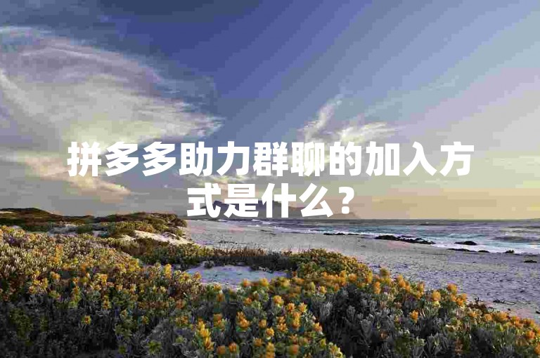 拼多多助力群聊的加入方式是什么？