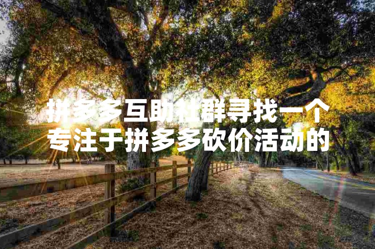 拼多多互助社群寻找一个专注于拼多多砍价活动的群组。