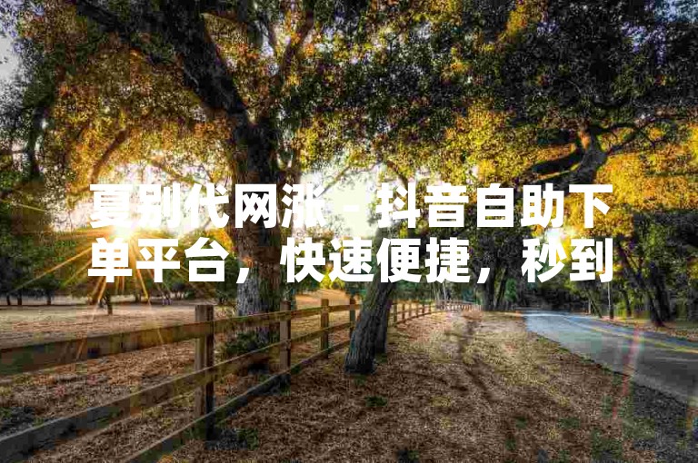 夏别代网涨 - 抖音自助下单平台，快速便捷，秒到服务。