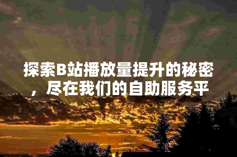 探索B站播放量提升的秘密，尽在我们的自助服务平台，快手业务专区提供24小时不间断的全网最低价服务，KS业务下单后平台秒速响应，带来即时的业务增长震撼效果。