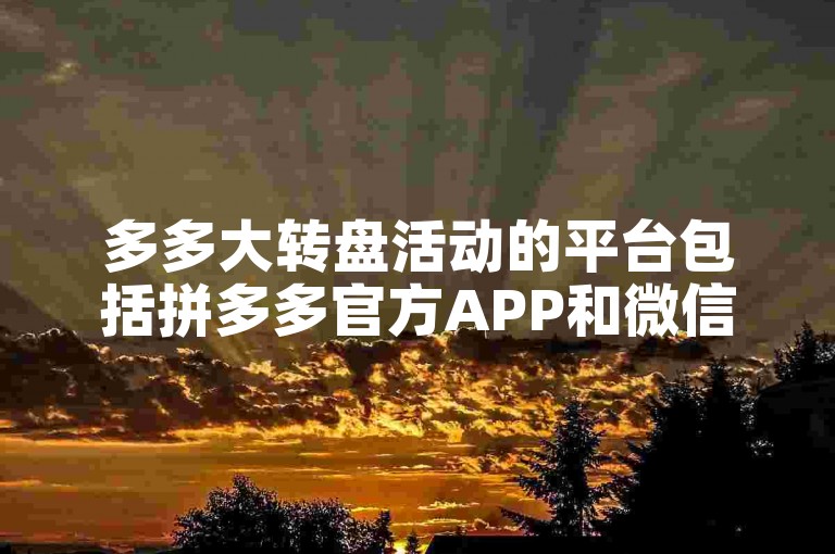 多多大转盘活动的平台包括拼多多官方APP和微信小程序。