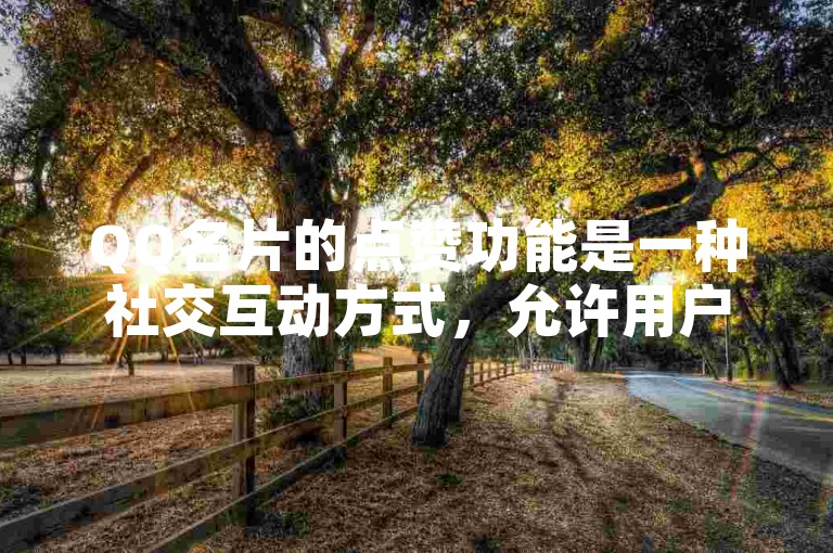 QQ名片的点赞功能是一种社交互动方式，允许用户对好友或联系人的个人资料页面表示赞赏。