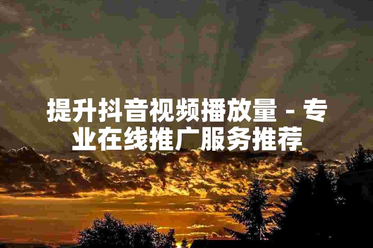 提升抖音视频播放量 - 专业在线推广服务推荐