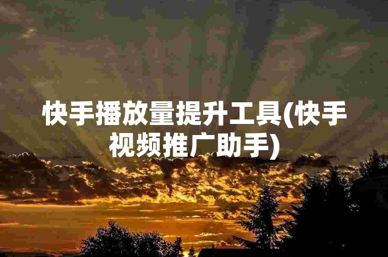 快手播放量提升工具(快手视频推广助手)
