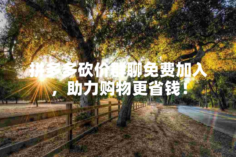 拼多多砍价群聊免费加入，助力购物更省钱！