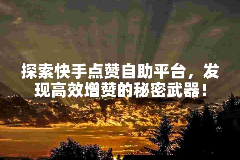 探索快手点赞自助平台，发现高效增赞的秘密武器！