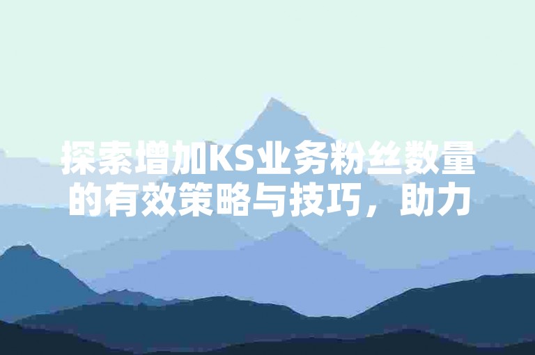 探索增加KS业务粉丝数量的有效策略与技巧，助力您的业务蓬勃发展。
