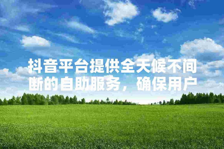抖音平台提供全天候不间断的自助服务，确保用户享受无缝的浏览体验。