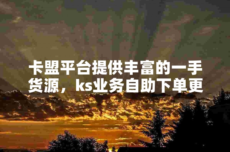 卡盟平台提供丰富的一手货源，ks业务自助下单更享优惠。