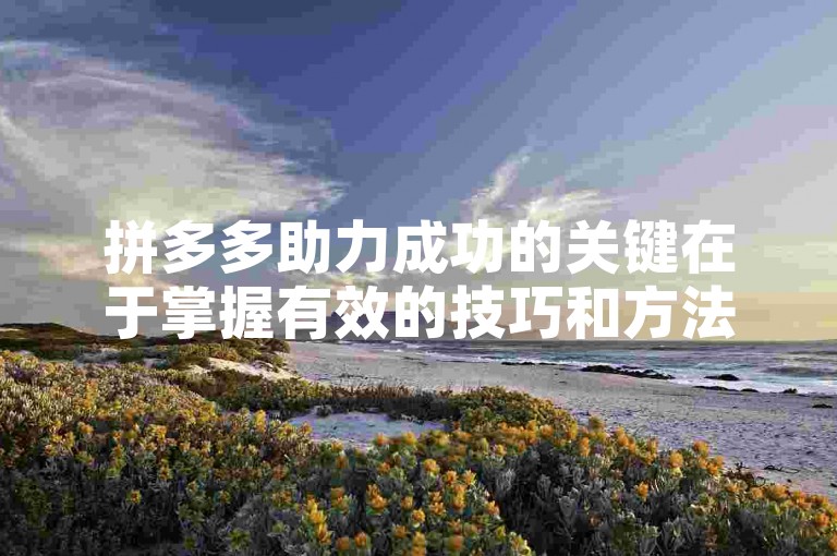 拼多多助力成功的关键在于掌握有效的技巧和方法，比如通过多多助力刷人来增加助力的机会。