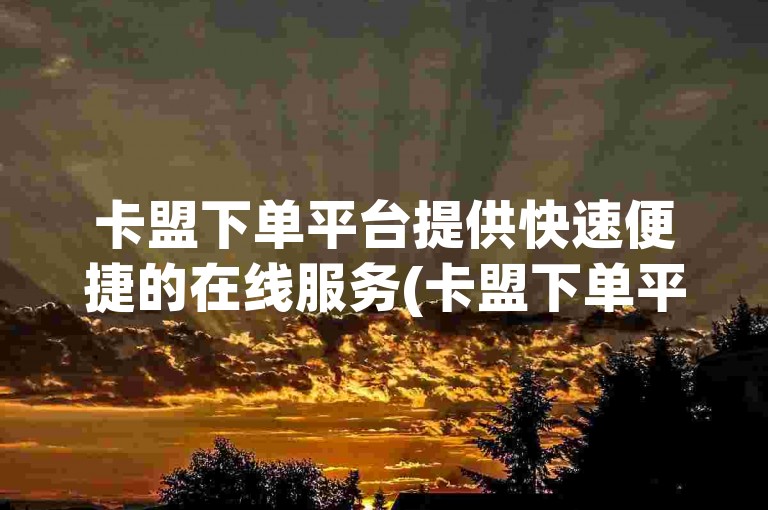 卡盟下单平台提供快速便捷的在线服务(卡盟下单平台，高效便捷的线上订单处理)。