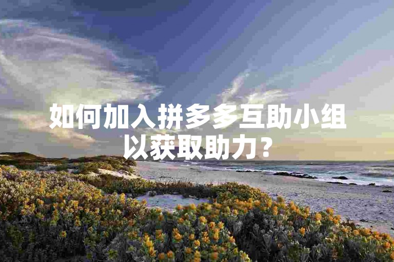 如何加入拼多多互助小组以获取助力？