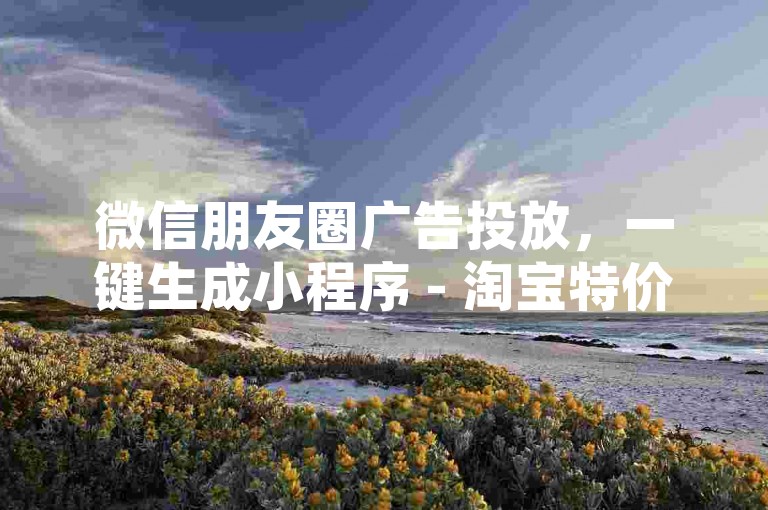 微信朋友圈广告投放，一键生成小程序 - 淘宝特价购物平台 - 抖音热门视频制作工具。