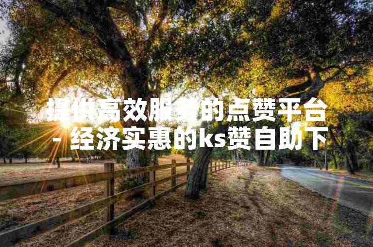 提供高效服务的点赞平台 - 经济实惠的ks赞自助下单工具。
