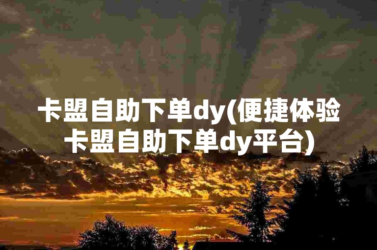 卡盟自助下单dy(便捷体验卡盟自助下单dy平台)