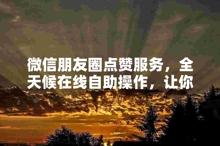 微信朋友圈点赞服务，全天候在线自助操作，让你的动态瞬间爆红！
