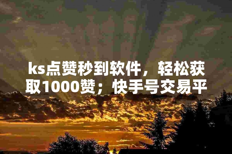 ks点赞秒到软件，轻松获取1000赞；快手号交易平台，1w粉丝账号等你选购。