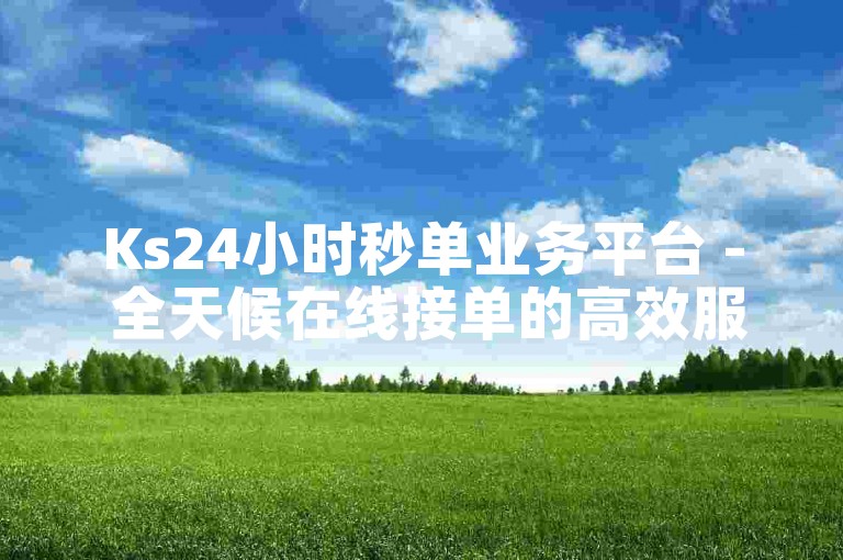 Ks24小时秒单业务平台 - 全天候在线接单的高效服务平台。