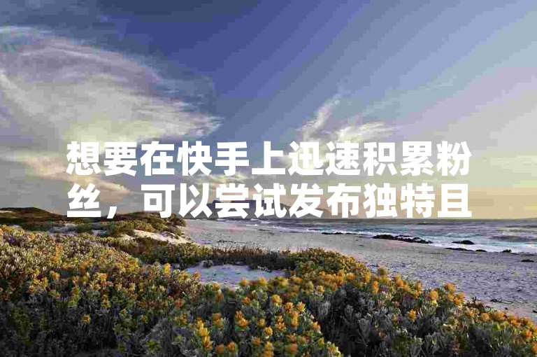 想要在快手上迅速积累粉丝，可以尝试发布独特且吸引人的内容来吸引更多的关注者。