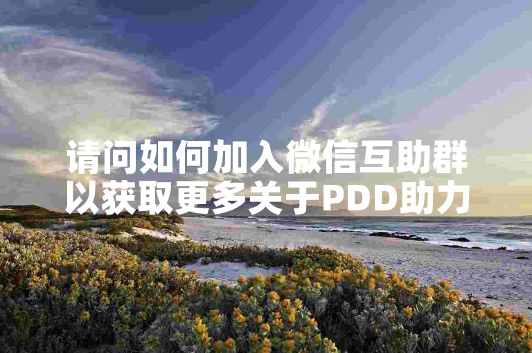 请问如何加入微信互助群以获取更多关于PDD助力刷人的帮助？