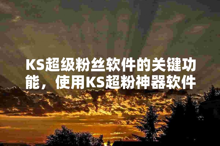 KS超级粉丝软件的关键功能，使用KS超粉神器软件，轻松升级为超级粉丝，新用户的理想选择！