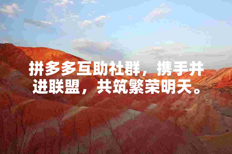 拼多多互助社群，携手并进联盟，共筑繁荣明天。