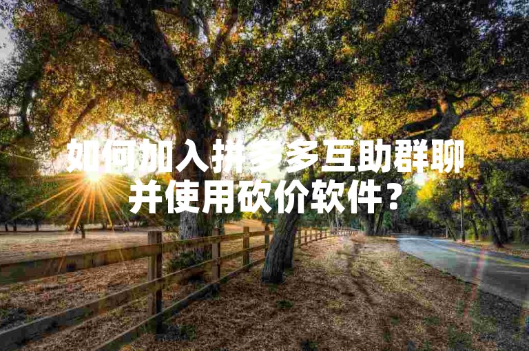 如何加入拼多多互助群聊并使用砍价软件？