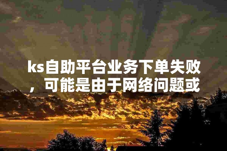 ks自助平台业务下单失败，可能是由于网络问题或操作不当导致的。