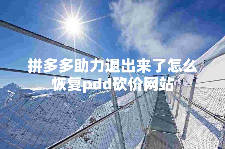 拼多多助力退出来了怎么恢复pdd砍价网站