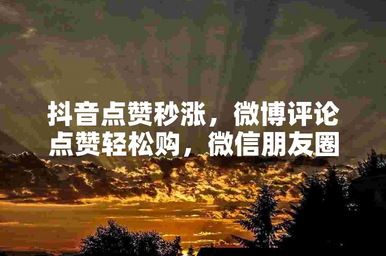 抖音点赞秒涨，微博评论点赞轻松购，微信朋友圈赞实惠速达 - 高效点赞服务，社交媒体推广一站式平台。